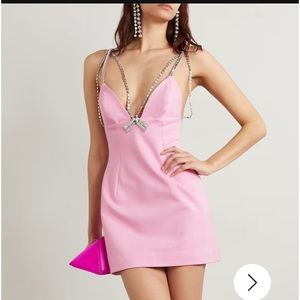 NWT AREA PINK DECO BOW CRYSTAL EMBELLISHED MINI DRESS